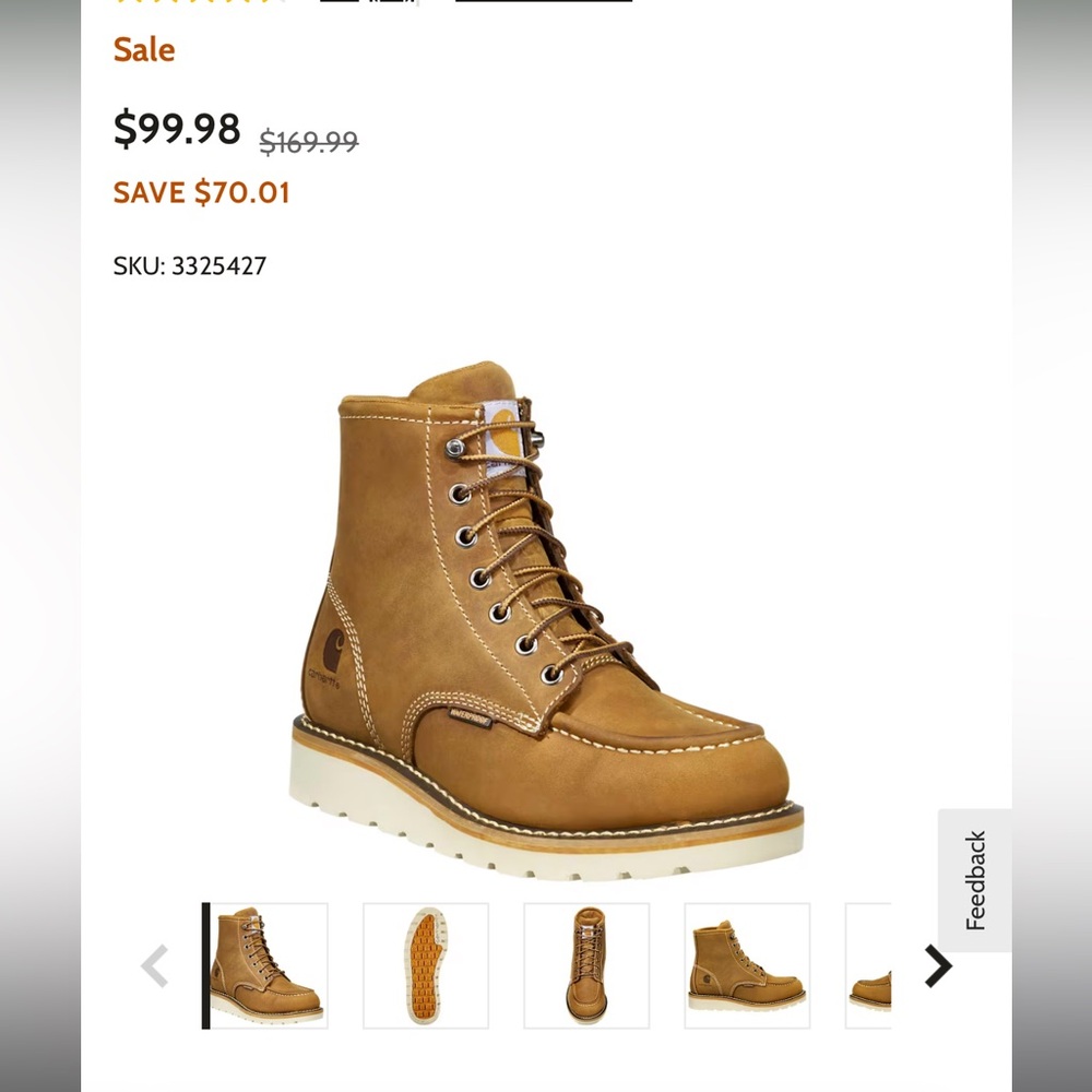 Carhartt Men's Tan Leather Boots